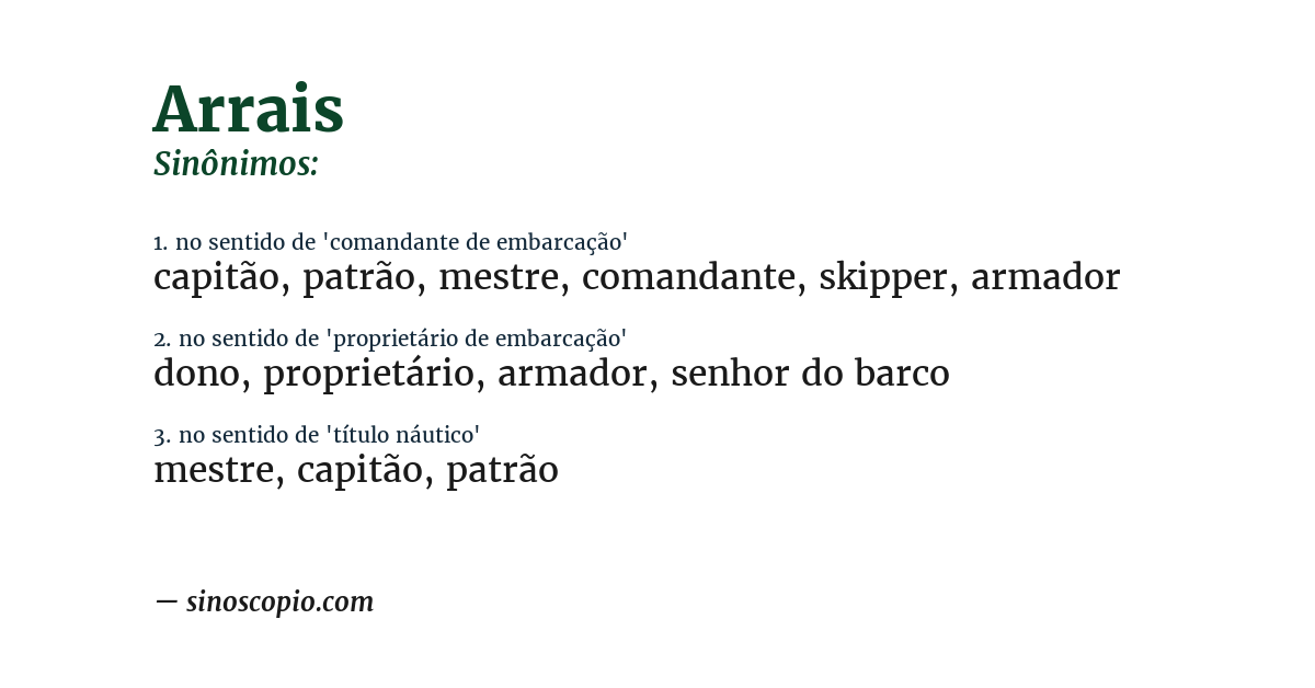 Sinônimo de arrais