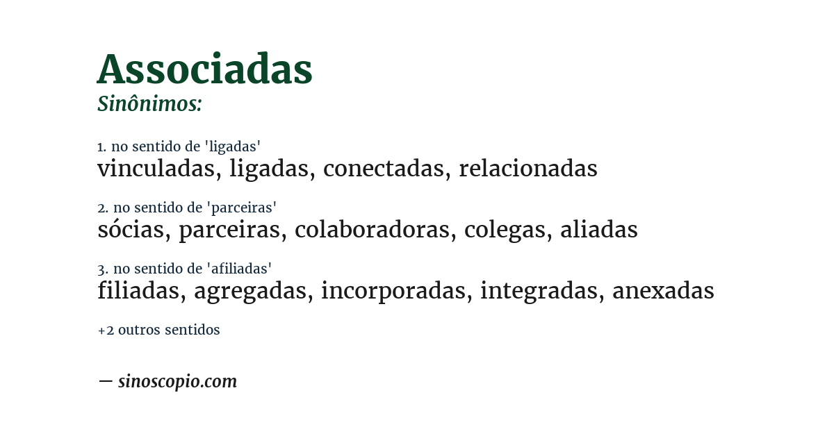 Sinônimo de associadas