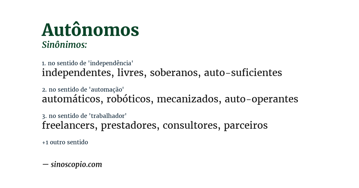 Sinônimo de autônomos