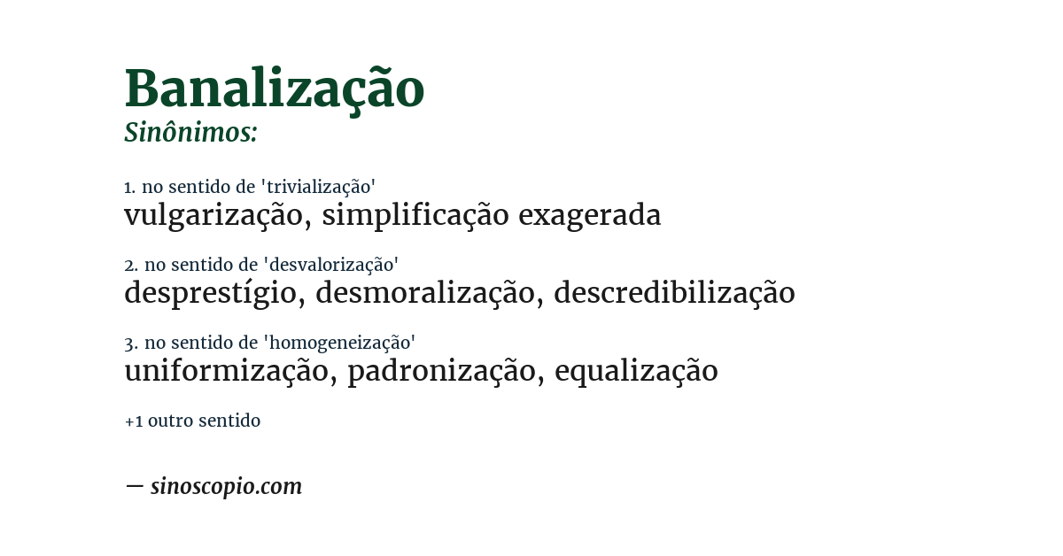 Sinônimo de banalização
