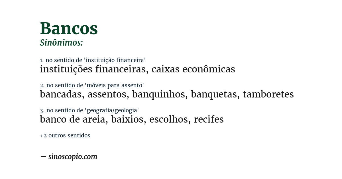 Sinônimo de bancos