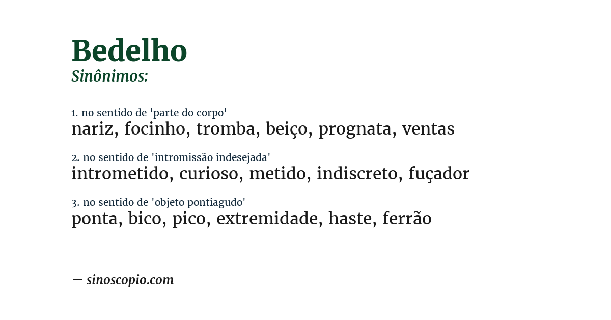 Sinônimo de bedelho