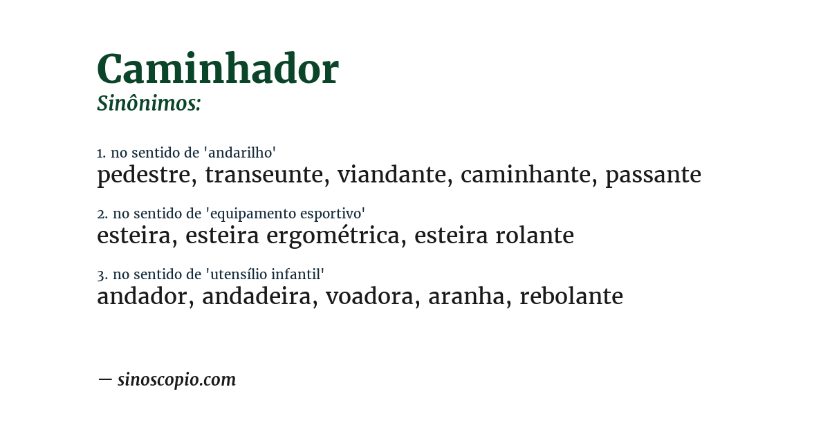 Sinônimo de caminhador