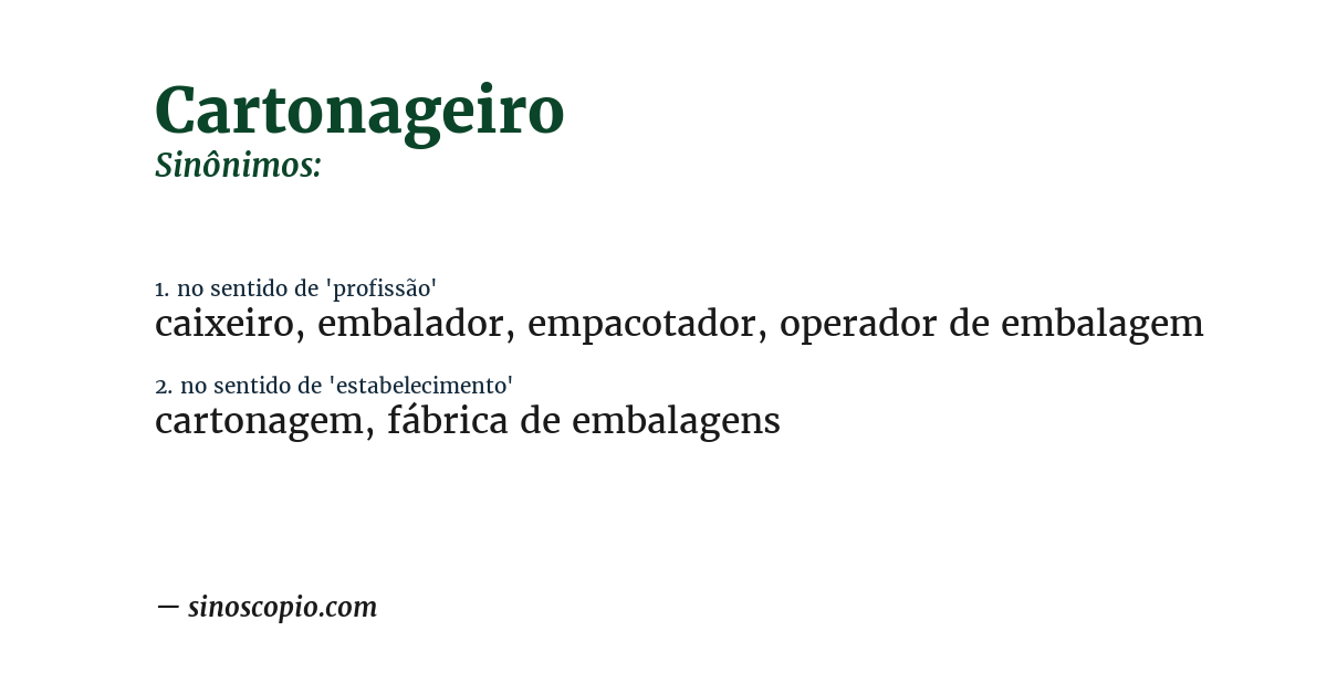 Sinônimo de cartonageiro