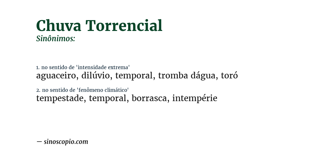 Sinônimo de chuva torrencial