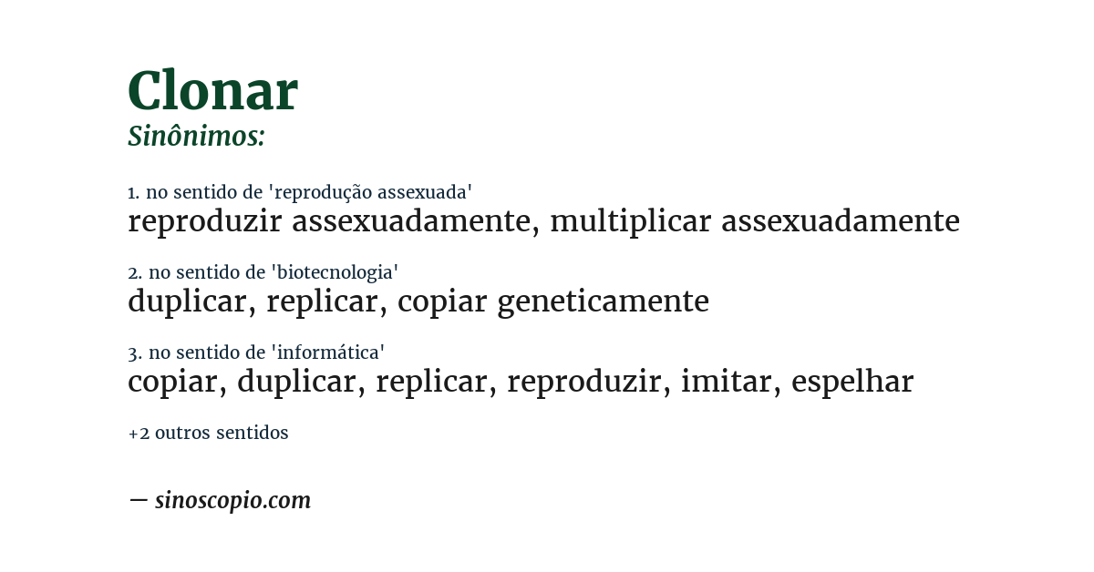 Sinônimo de clonar