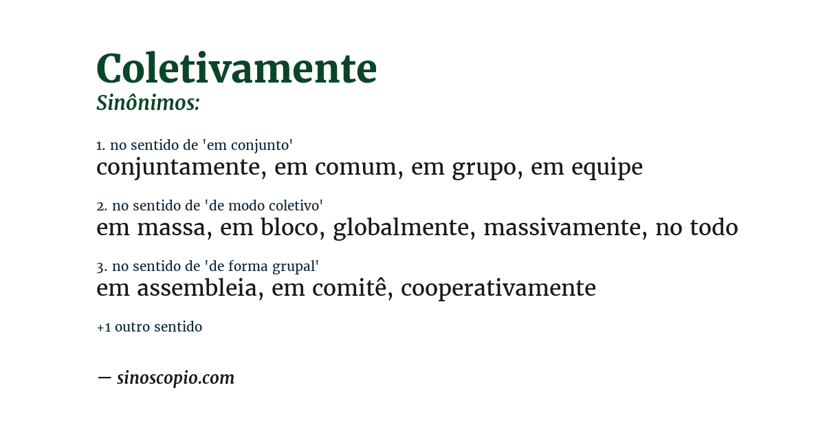 Sinônimo de coletivamente