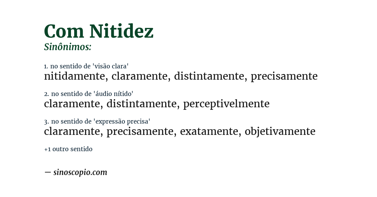 Sinônimo de com nitidez