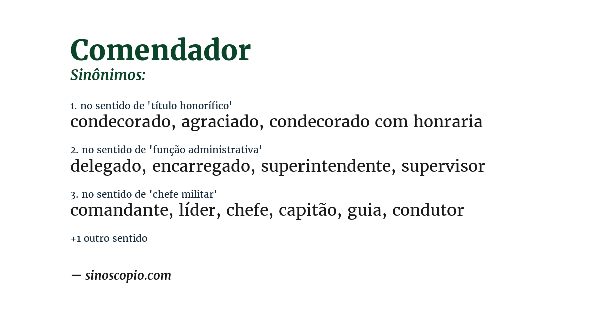 Sinônimo de comendador