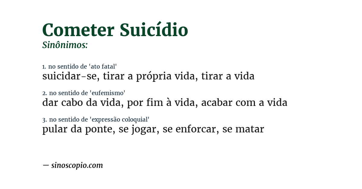 Sinônimo de cometer suicídio