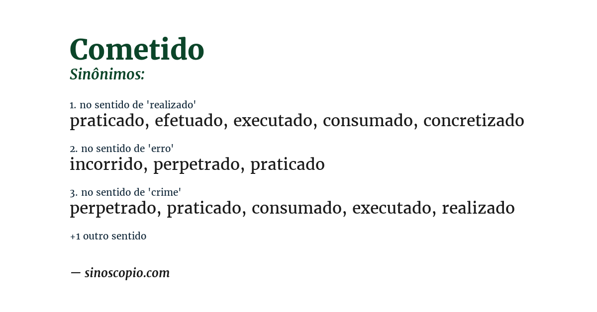 Sinônimo de cometido