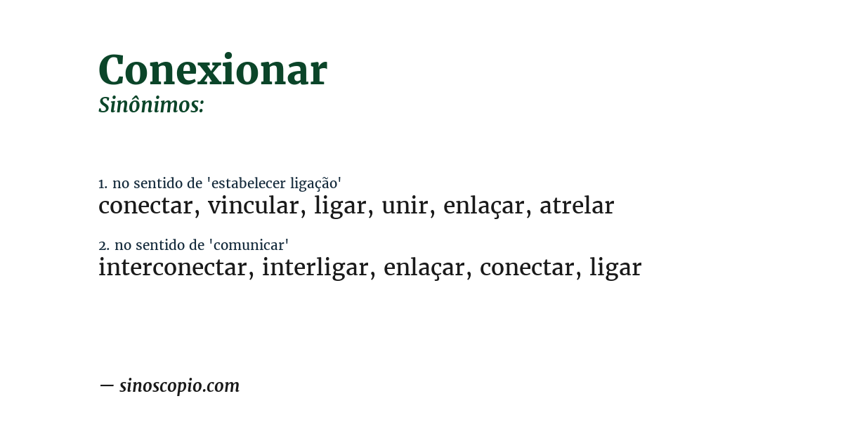 Sinônimo de conexionar