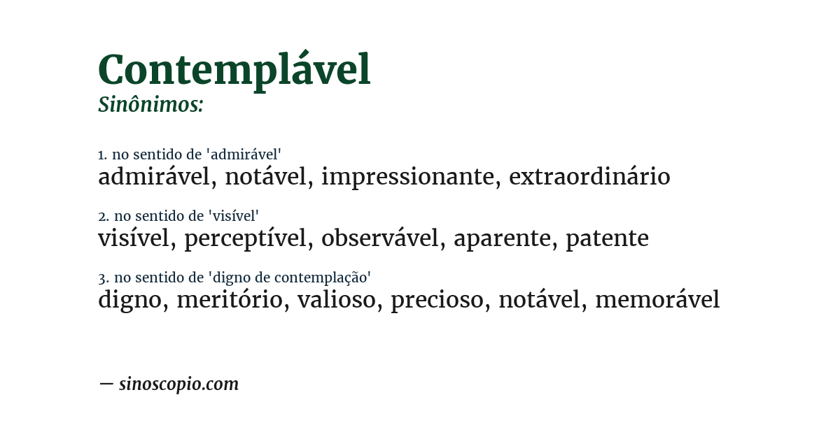 Sinônimo de contemplável