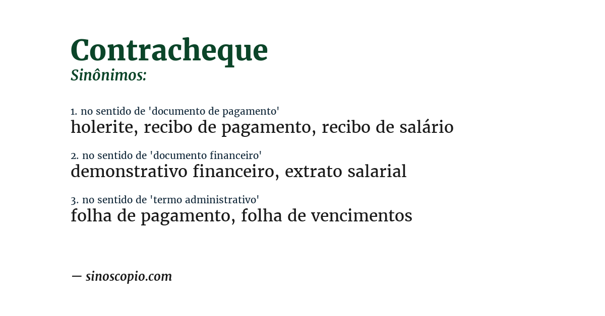 Sinônimo de contracheque