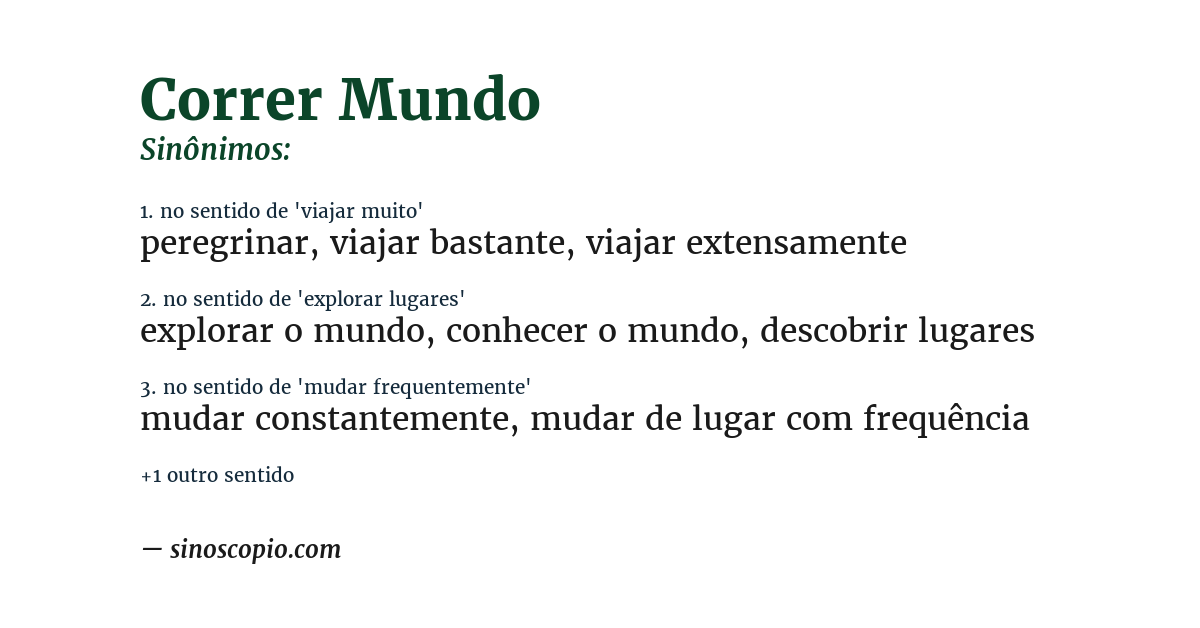 Sinônimo de correr mundo