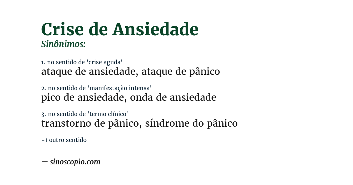 Sinônimo de crise de ansiedade
