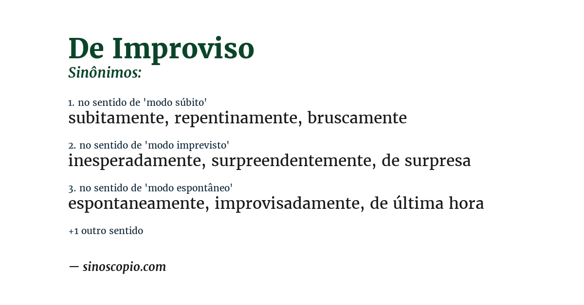 Sinônimo de de improviso