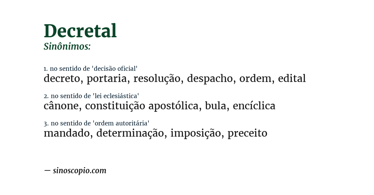 Sinônimo de decretal