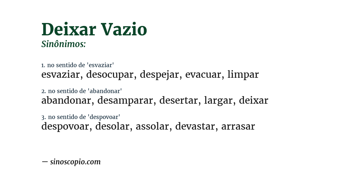 Sinônimo de deixar vazio