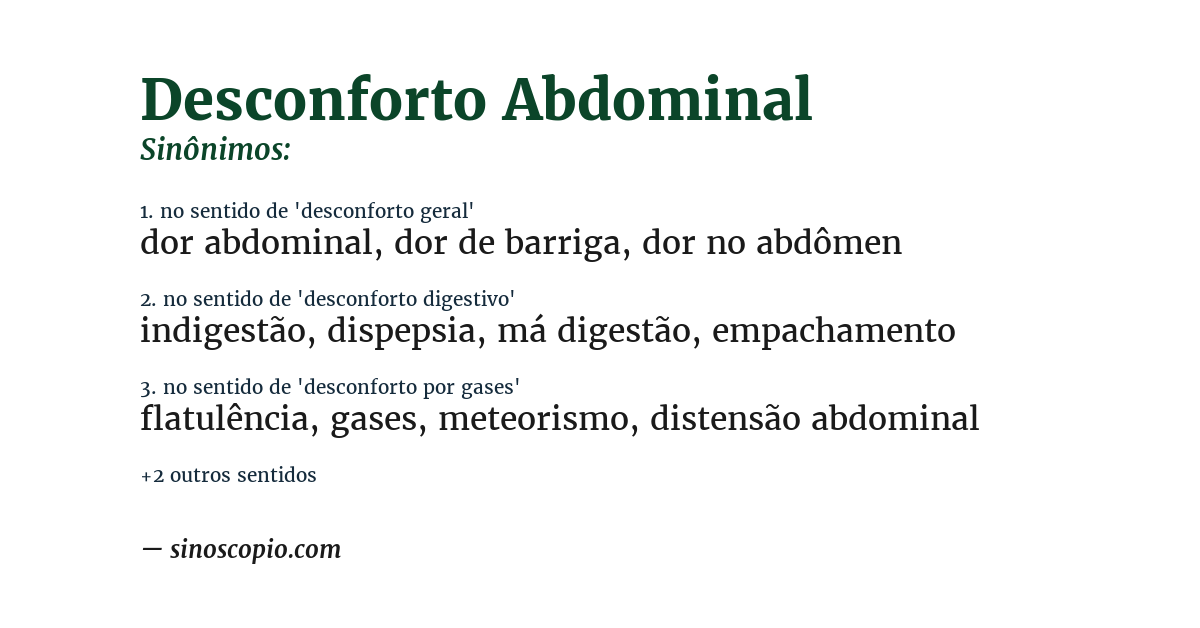 Sinônimo de desconforto abdominal