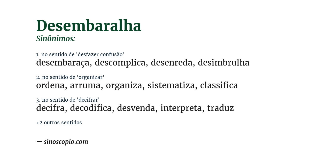 Sinônimo de desembaralha