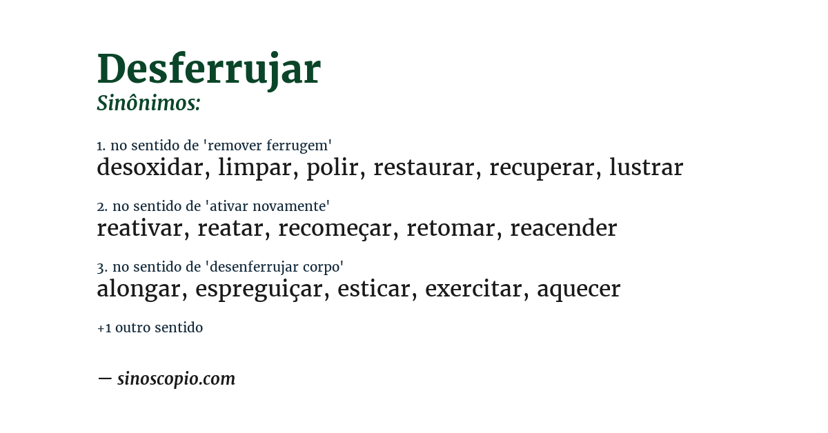 Sinônimo de desferrujar