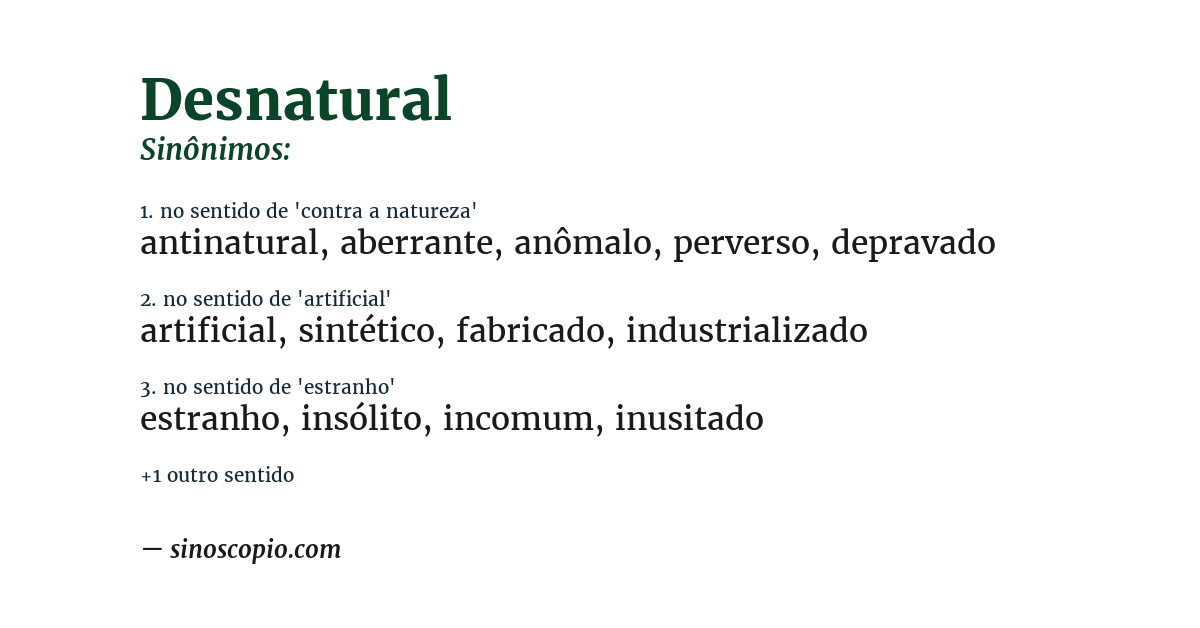 Sinônimo de desnatural