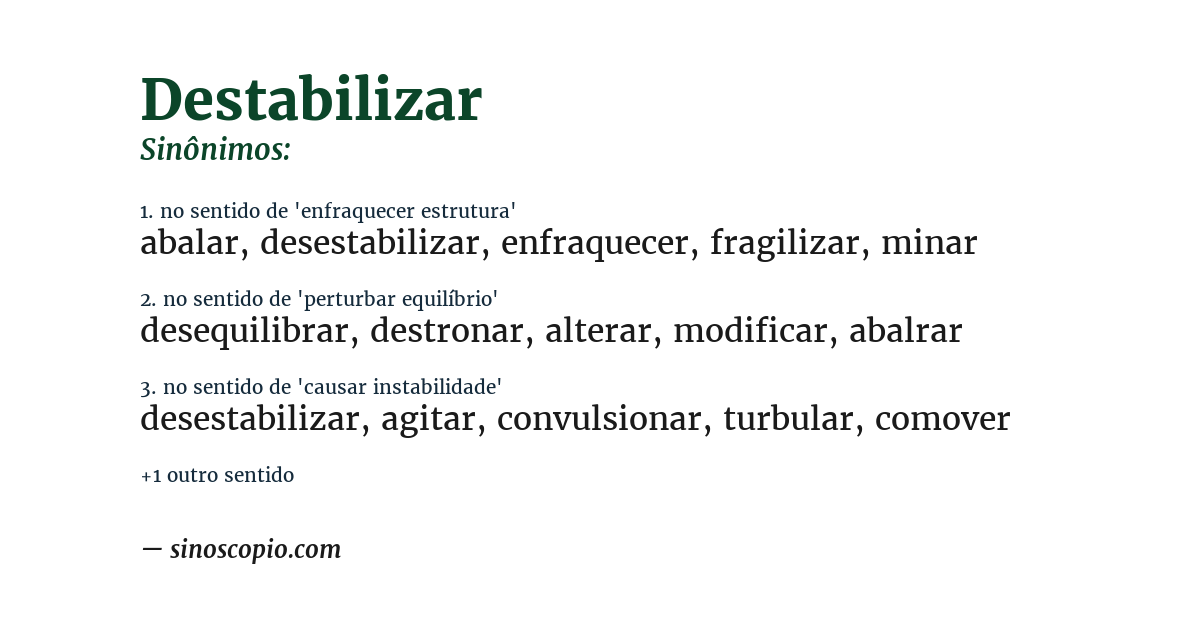 Sinônimo de destabilizar