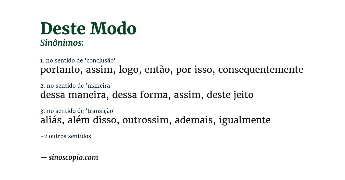 Sinônimo de deste modo