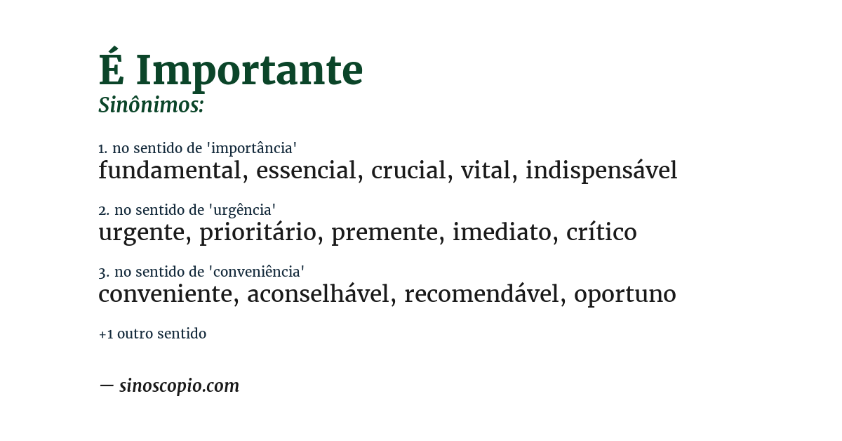 Sinônimo de é importante