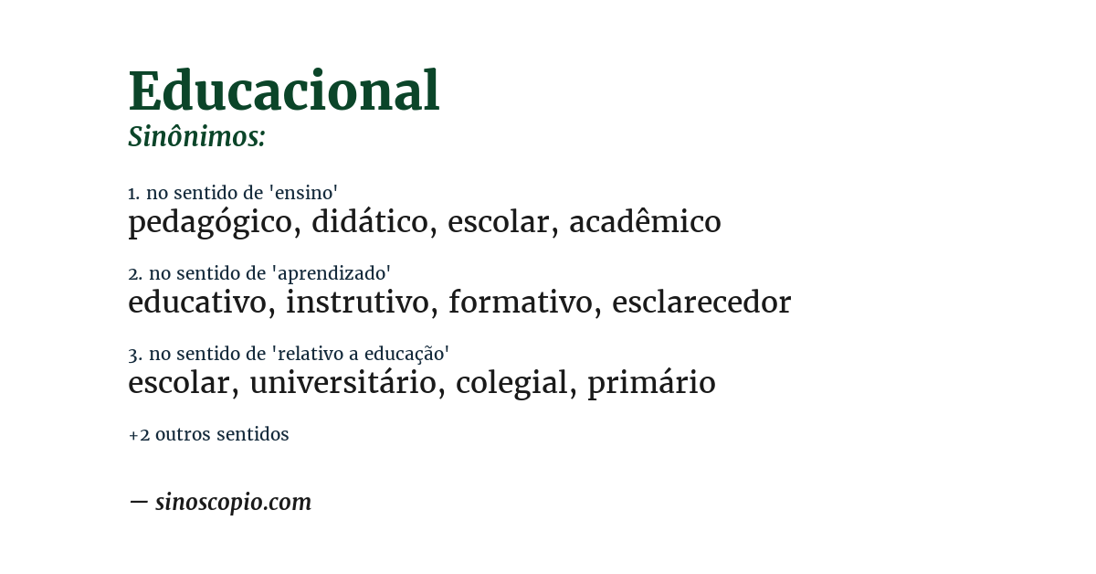 Sinônimo de educacional