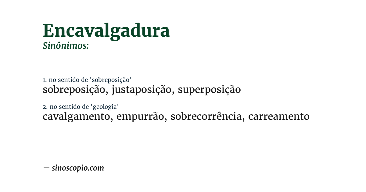 Sinônimo de encavalgadura