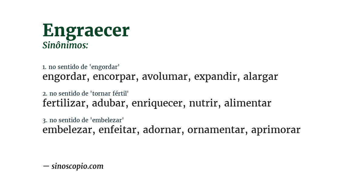 Sinônimo de engraecer