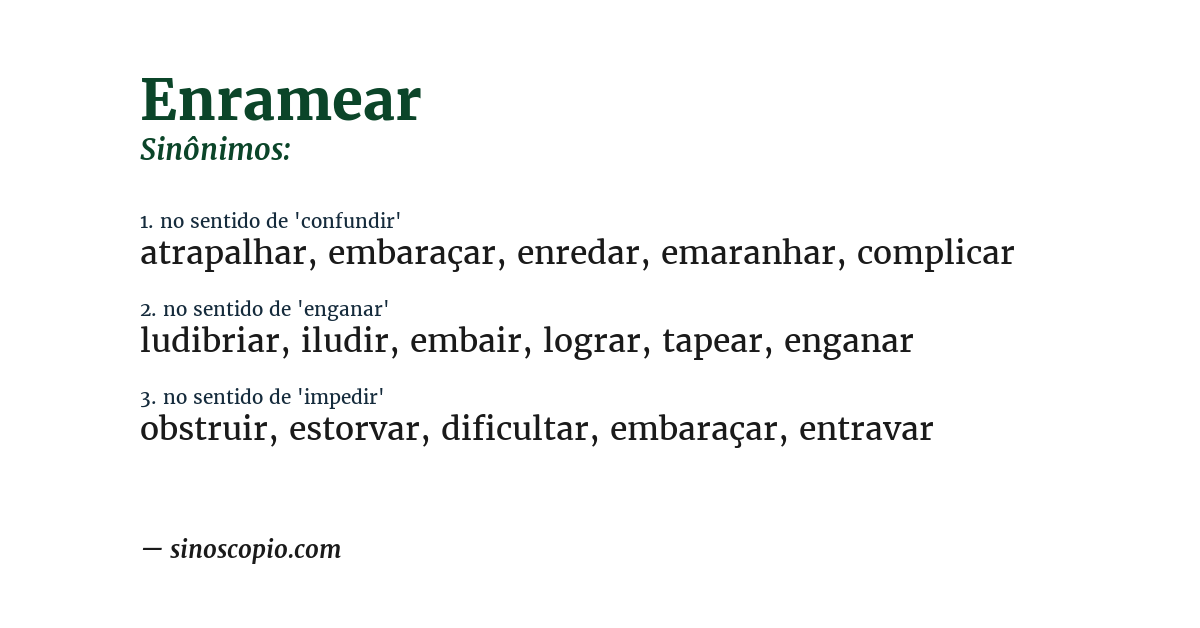 Sinônimo de enramear