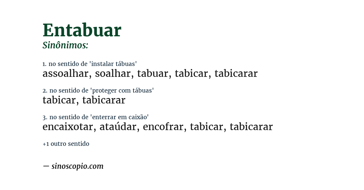 Sinônimo de entabuar