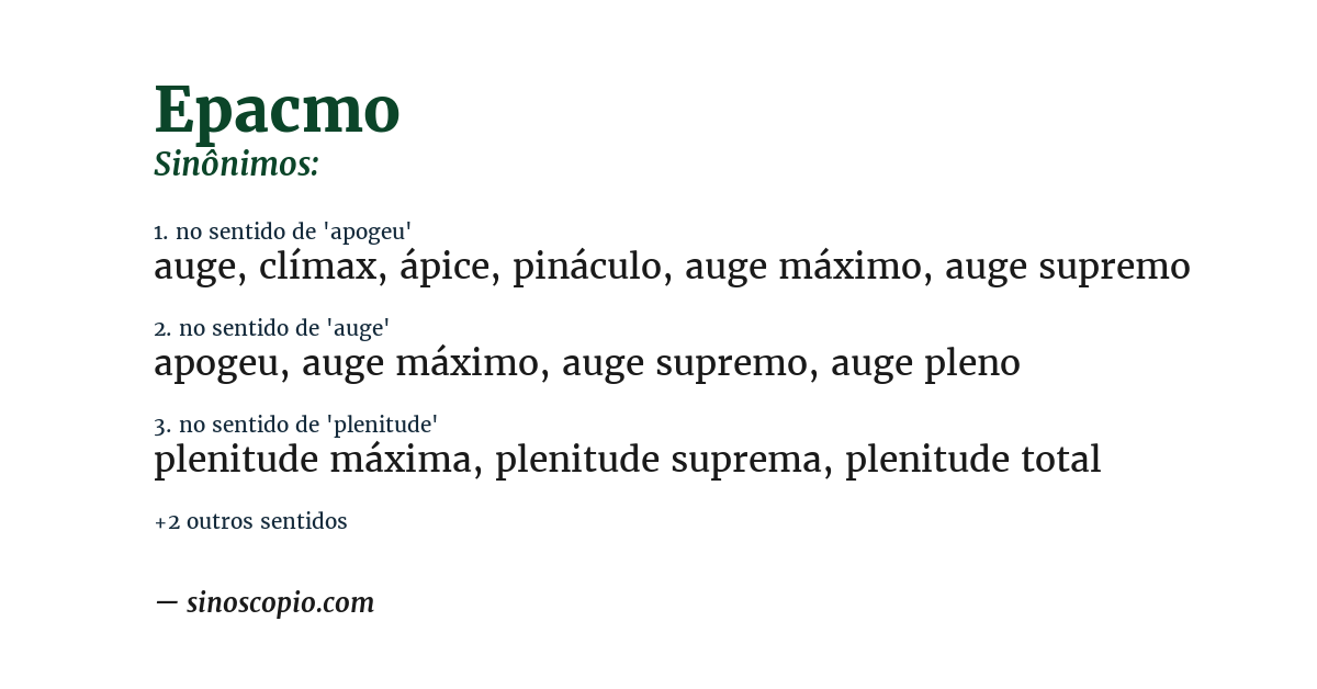 Sinônimo de epacmo