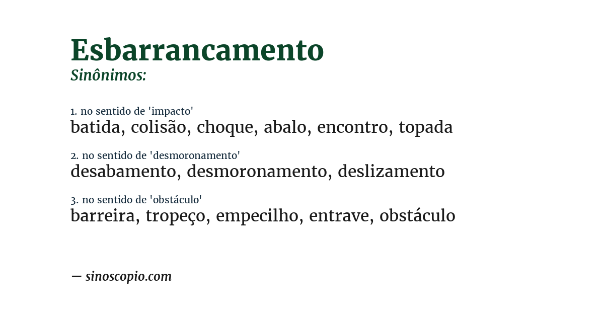 Sinônimo de esbarrancamento