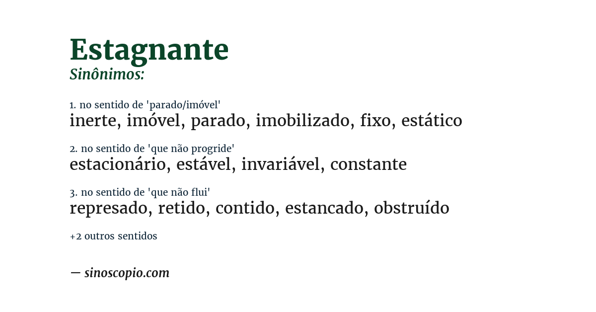 Sinônimo de estagnante