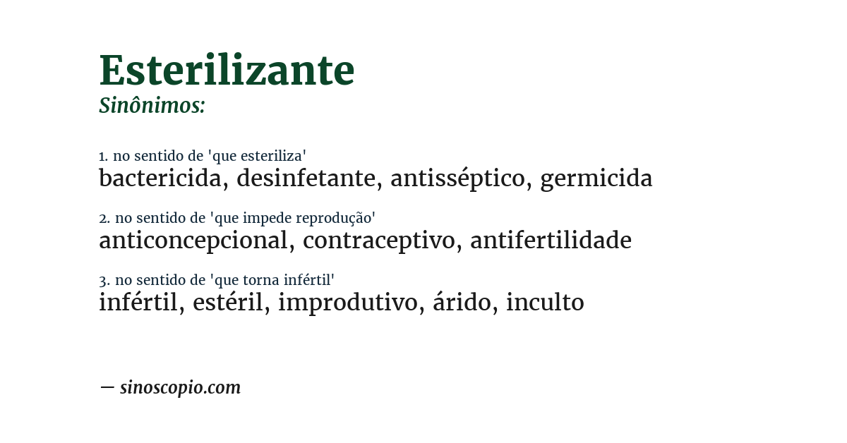 Sinônimo de esterilizante
