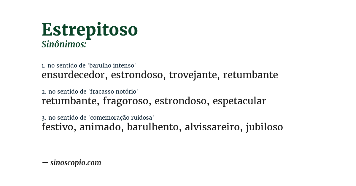 Sinônimo de estrepitoso