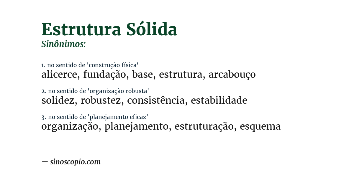 Sinônimo de estrutura sólida