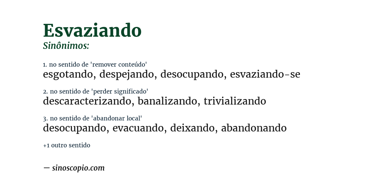Sinônimo de esvaziando