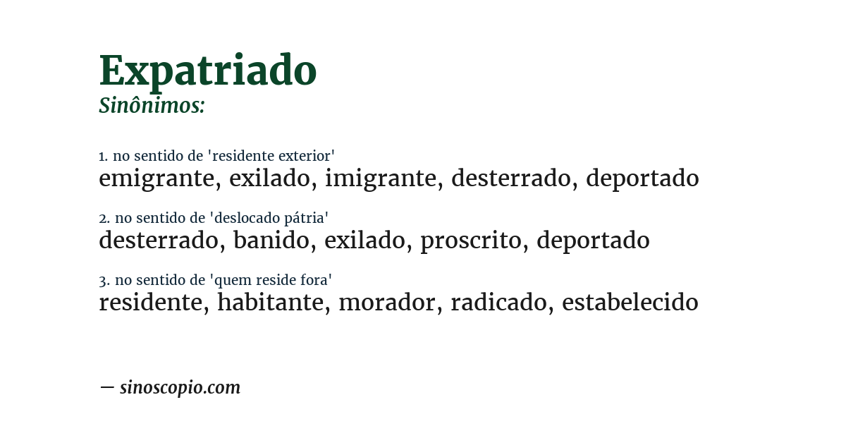 Sinônimo de expatriado