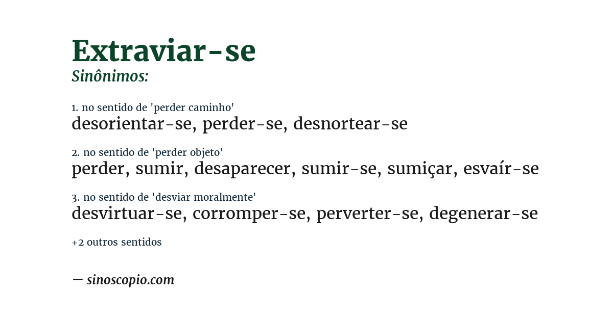 Sinônimo de extraviar-se