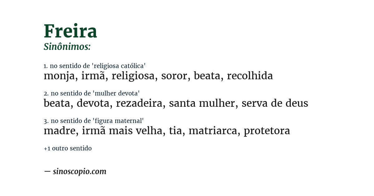 Sinônimo de freira