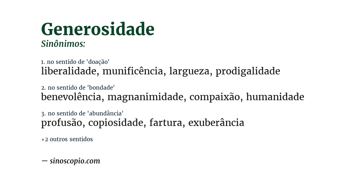 Sinônimo de generosidade