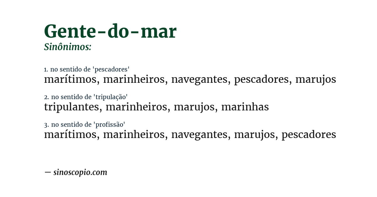 Sinônimo de gente-do-mar