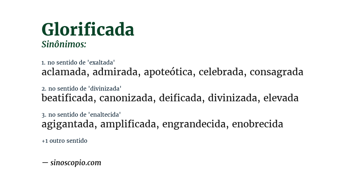 Sinônimo de glorificada