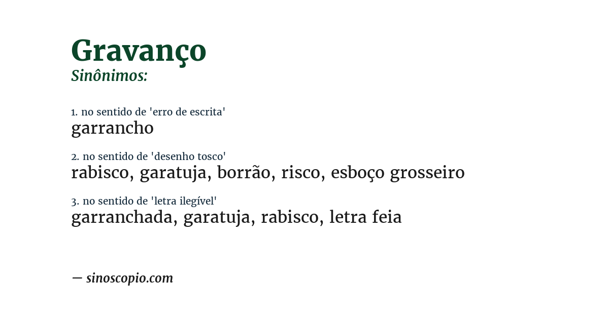 Sinônimo de gravanço