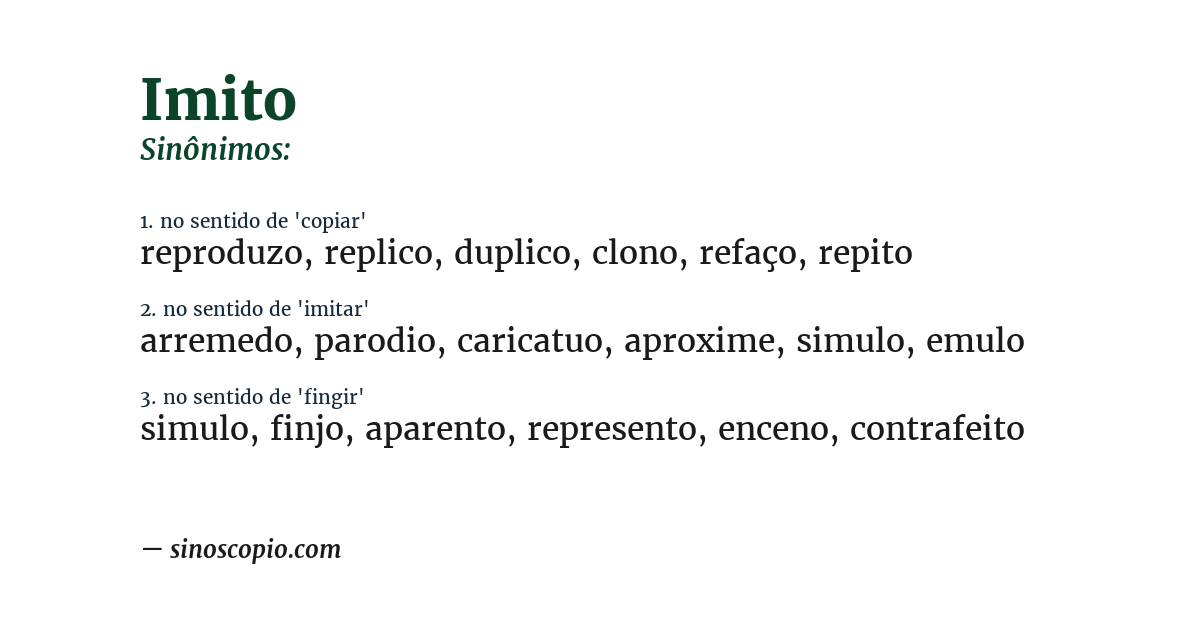 Sinônimo de imito